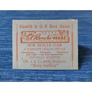 Vintage Hotel Casino El Rancho Las Vegas Nevada Club Advertising Table Tent Sign